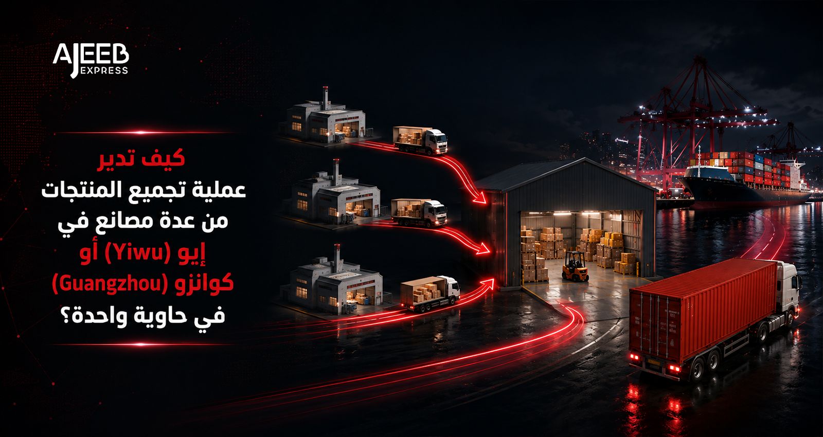 Blog تجميع البضائع من عدة مصانع وموردين في ييو وكوانزو داخل مستودع صيني وتحميلها في حاوية واحدة للشحن إلى السعودية