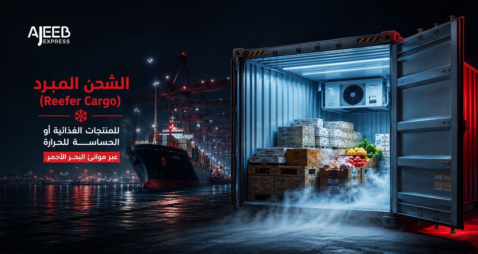 Blog الشحن المبرد من الصين إلى السعودية للحفاظ على المنتجات الغذائية والحساسة للحرارة داخل حاويات Reefer Cargo